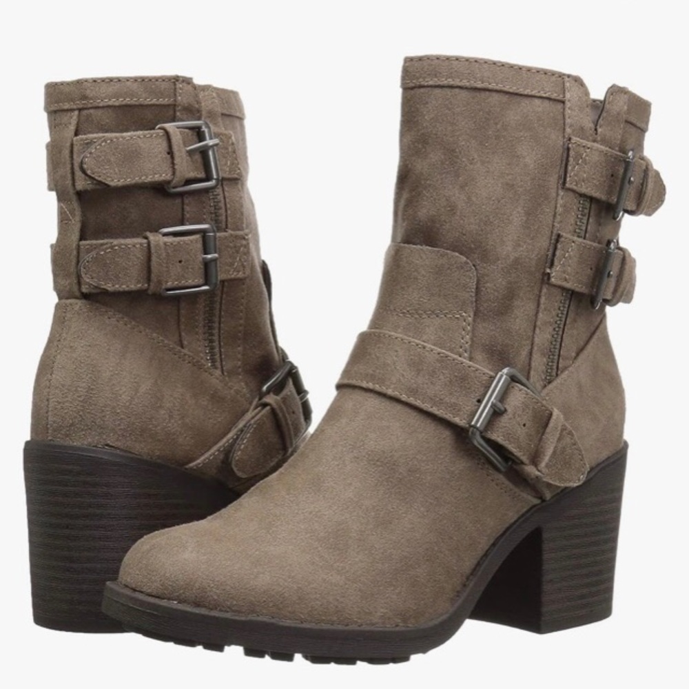 Like new Prayer boots in Doe colour, Fergie Fergalicious fall autumn moto